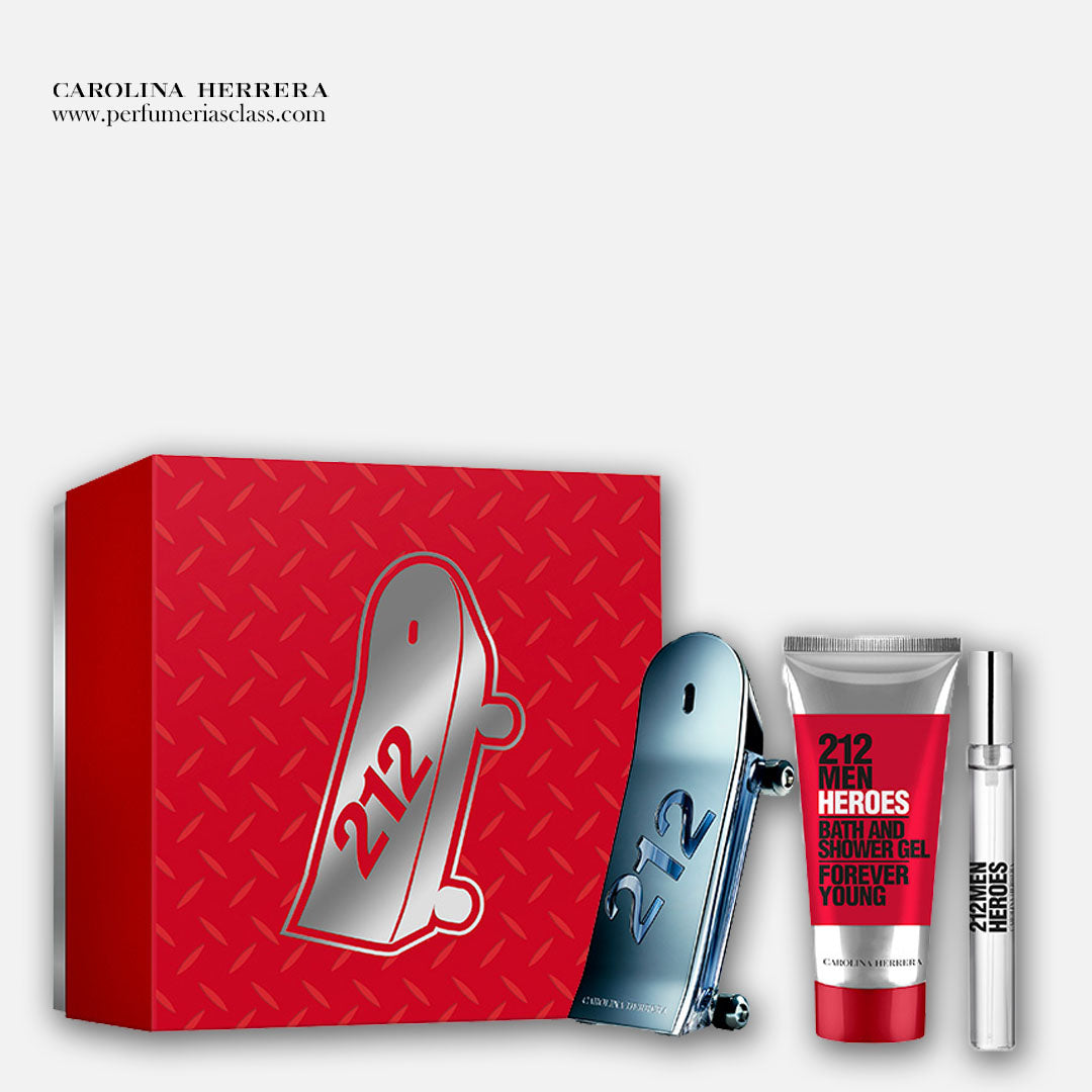 Hombre - Carolina Herrera 212 Men Heroes 90 ml Edt - Estuche 3 Pdts