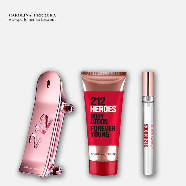 Mujer - Carolina Herrera 212 Heroes For Her 80 ml Edp - Estuche 3 Pdts