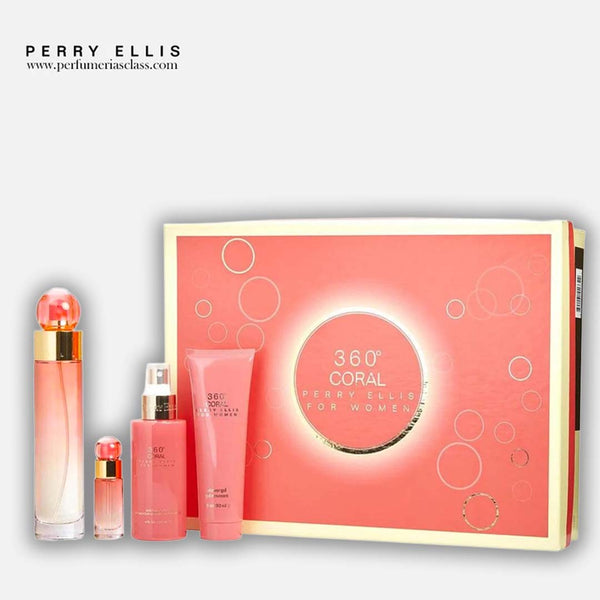 Mujer - Perry Ellis 360 Grados Coral 100 ml Edp - Estuche 4 Pdts
