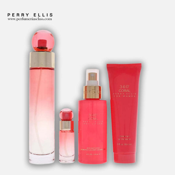 Mujer - Perry Ellis 360 Grados Coral 100 ml Edp - Estuche 4 Pdts
