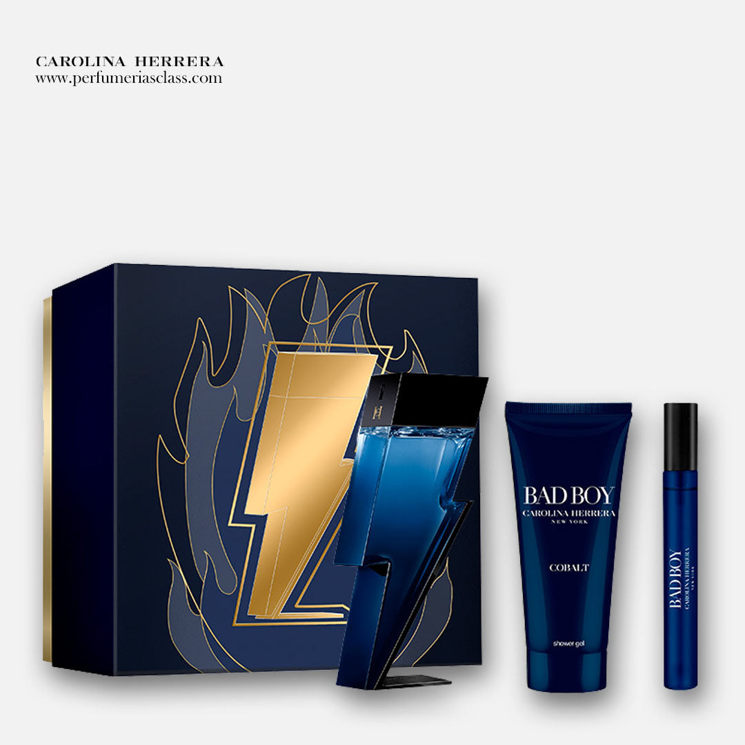 Hombre - Carolina Herrera Bad Boy Cobalt Électrique 100 ml Edp - Estuche 3 Pdts