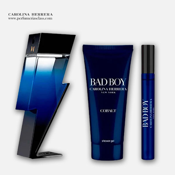 Hombre - Carolina Herrera Bad Boy Cobalt Électrique 100 ml Edp - Estuche 3 Pdts