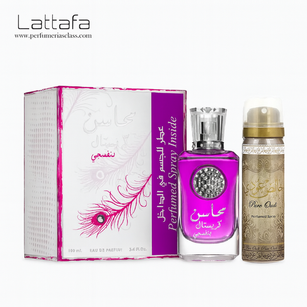 Mujer - Lattafa Mahasin Crystal Violet 100 ml Edp - Estuche 2 Pdts