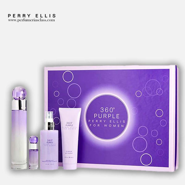 Mujer - Perry Ellis 360 Grados Purple 100ml Edp - Estuche 4 Pdts