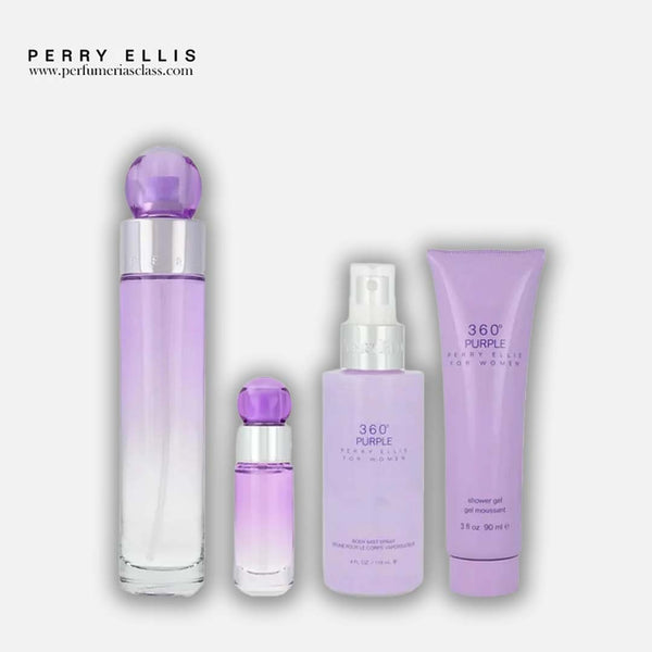 Mujer - Perry Ellis 360 Grados Purple 100ml Edp - Estuche 4 Pdts