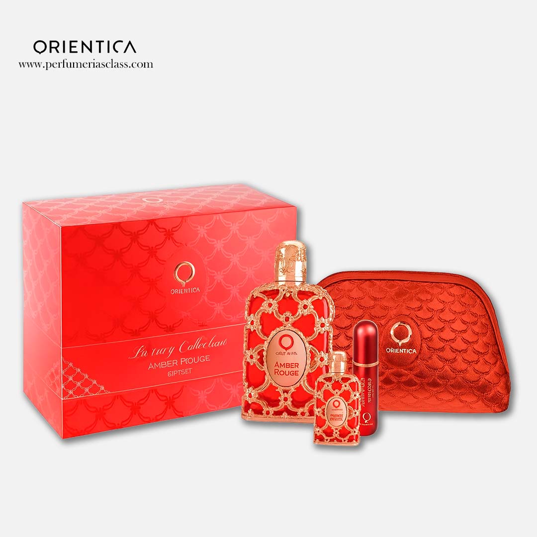 Unisex - Orientica Luxury Collection Amber Rouge 80 ml Edp - Estuche 4 Pdts