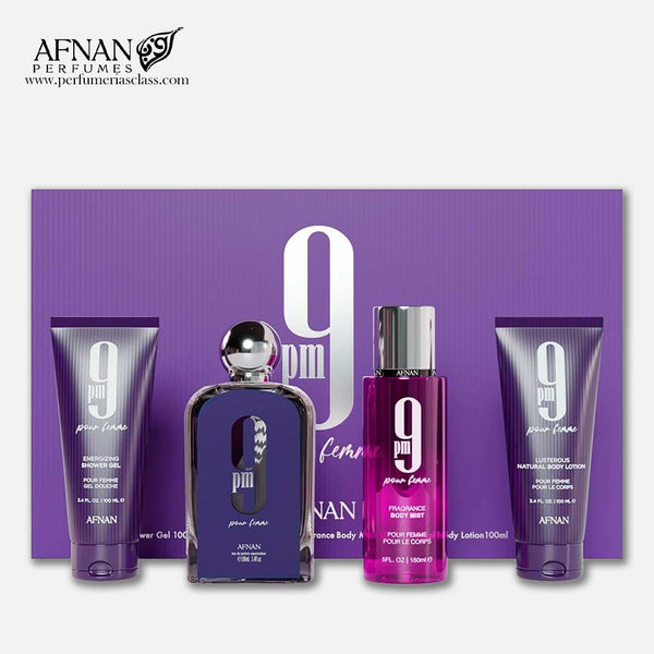 Mujer - Afnan 9 pm Pour Femme 100 ml Edp - Estuche 4 Pdts